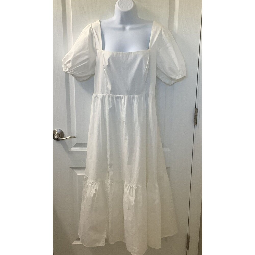 Astr Dress Womens L Midi Smocked Lined Warm White